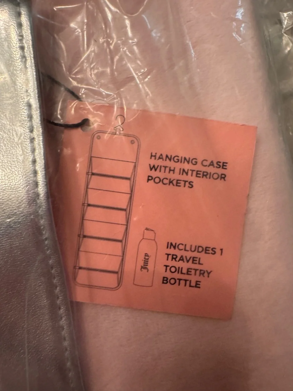 NIB Juicy Couture Light Pink Velvet Cosmetic Train Case with Silver Trim